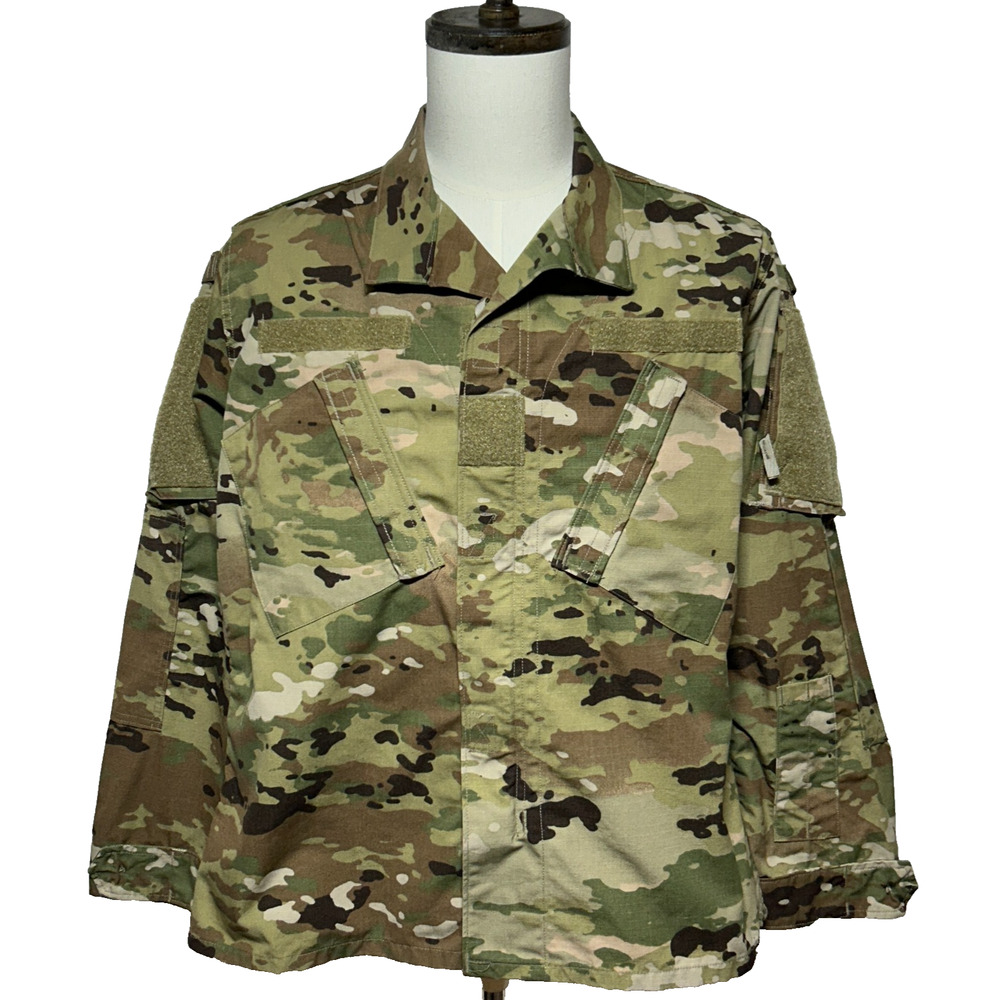 Army Camo Combat Coat Jacket Mens Medium Short Green Brown Full Zip Insect Guard